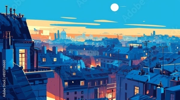 Obraz Night Cityscape with Anime Style