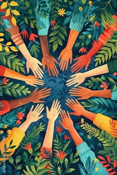 Obraz A community of coworkers supporting each other, fostering collaboration and wellbeing Realism