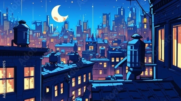 Obraz ..Anime-Inspired Urban Night Setting