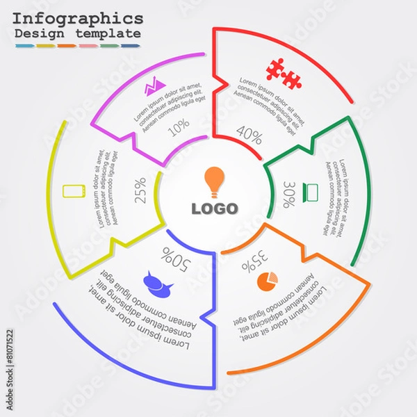 Fototapeta Infographic report template with lines and icons. Vector