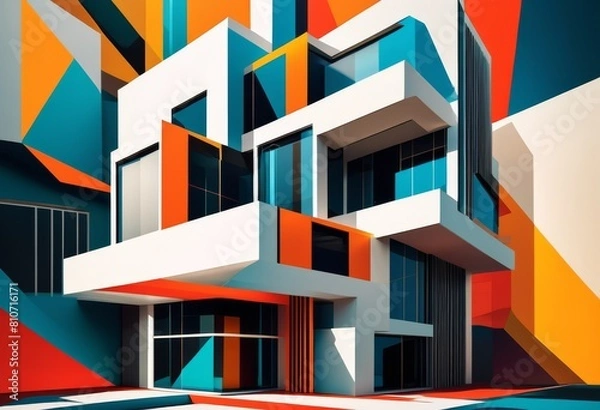 Fototapeta illustration, minimalist architecture clean lines abstract design composition, modern, contemporary, geometric, structure, simplicity, aesthetic, sleek, white