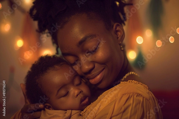 Fototapeta Happy mother's day celebration conceptual picture with mother and her child made by Generative AI technology