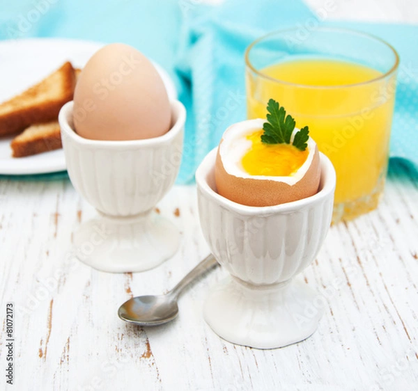Fototapeta boiled eggs for breakfast