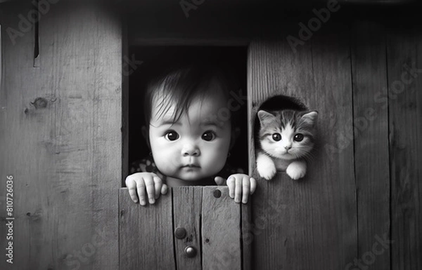 Fototapeta anak dan kucingnya