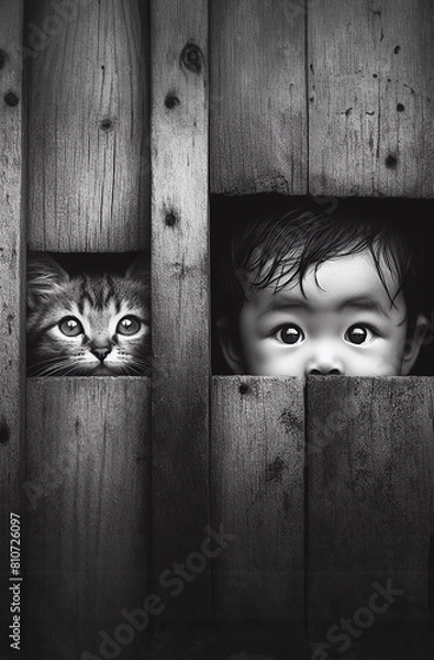 Fototapeta child in a window