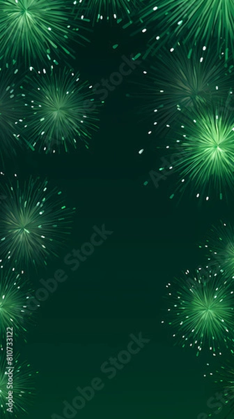 Obraz Fireworks on green background