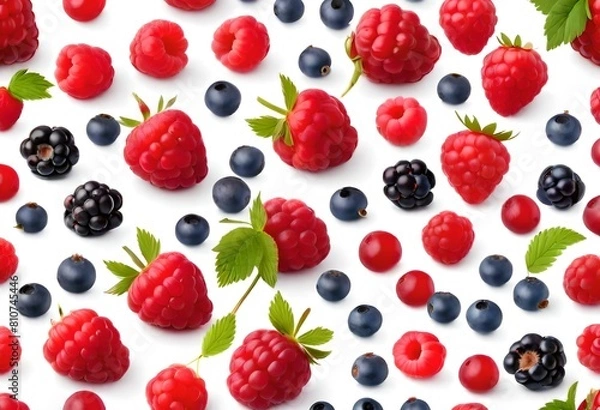 Fototapeta raspberry and blackberry background