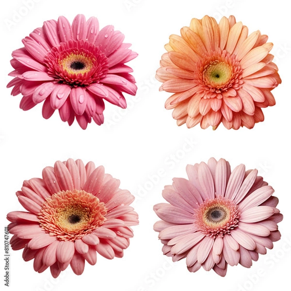 Obraz Gerbera flowers cutout transparent background.