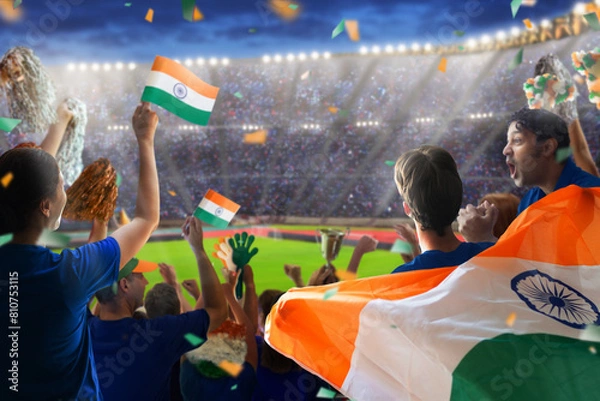 Obraz India cricket team supporter on stadium.