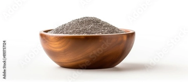 Obraz A copy space image featuring chia seeds beautifully presented in a wooden bowl set against a crisp white background