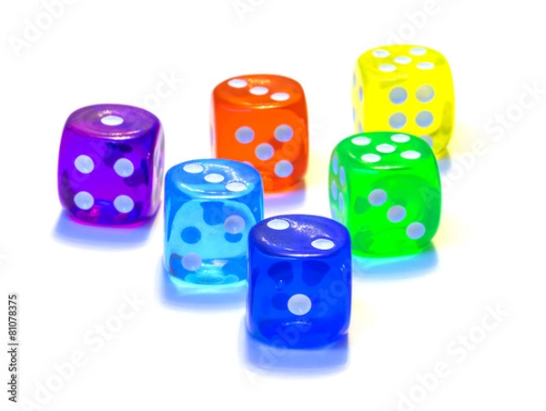 Fototapeta Six dices, number one, two, three, four, five, six