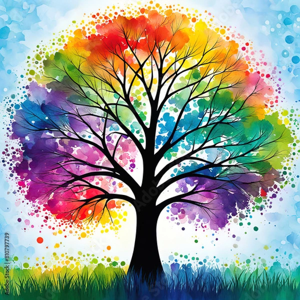 Fototapeta vector tree with colorful leaves