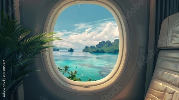 Obraz Concetto di viaggio in aereo verso destinazioni esotiche