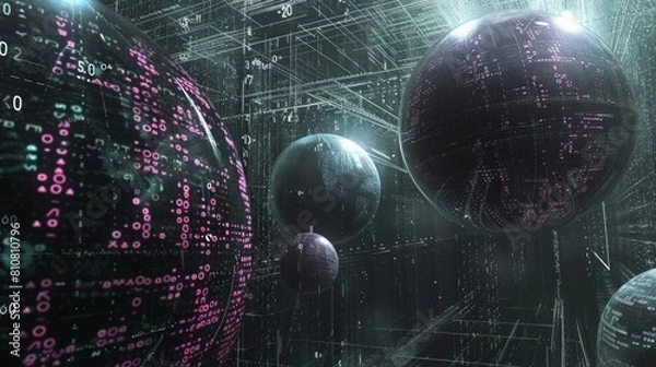 Fototapeta Dynamic Numerology Concept in Modern Digital Art