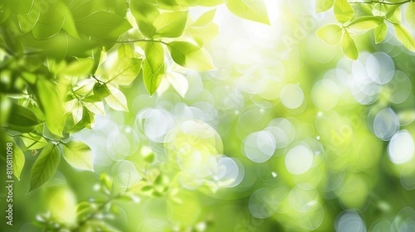 Fototapeta Glowing blurred light green background, creative design for spring and summer season 