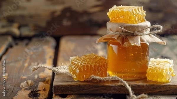 Obraz The honeycomb adds an authentic touch, hinting at the honey's origin straight from the hive. 