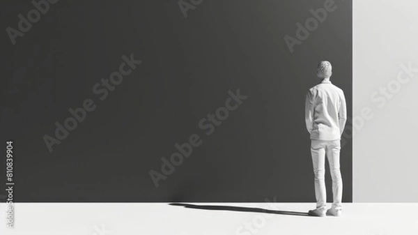 Fototapeta A person's outline is positioned on the right side, allowing ample room on the left for text, perfect for adding descriptive content or captions in presentations. 