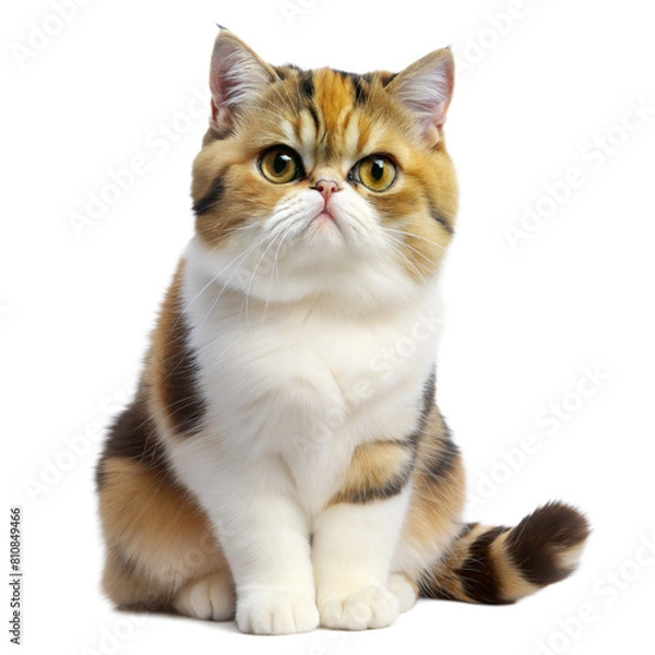 Fototapeta Regal Persian cat with calico coat sits attentively