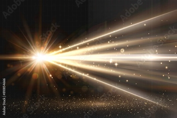 Fototapeta A radiant, horizontal ray of light with a luminous effect and shine on a see-through backdrop.