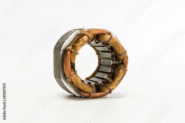 Fototapeta copper wire in machine on white background