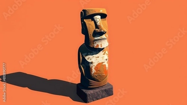 Fototapeta The moai statues as part of the museum's collection are very well described. for the commemoration of International Museum Day as a poster, background