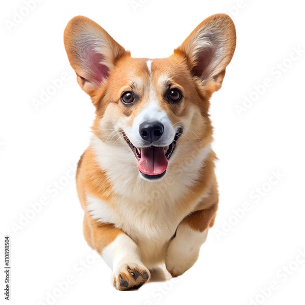 Obraz Happy Corgi Sitting on White