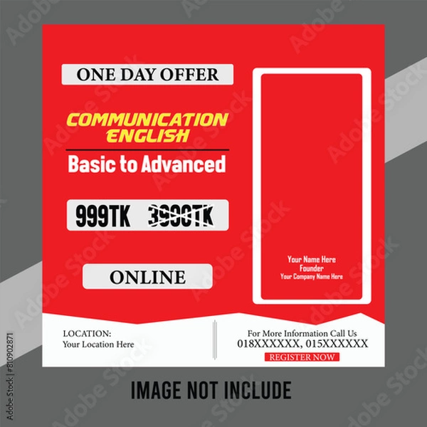 Obraz  Modern social media post ads banner design template for online English language learning course