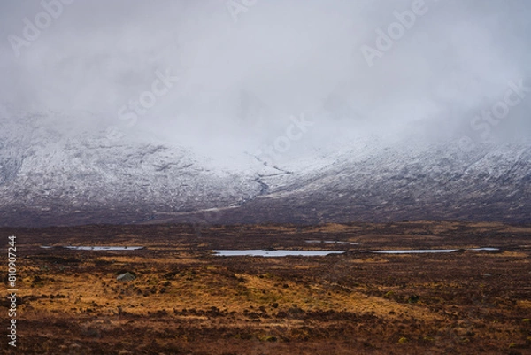 Obraz misty morning in the snow mountains of glencoe scotland
