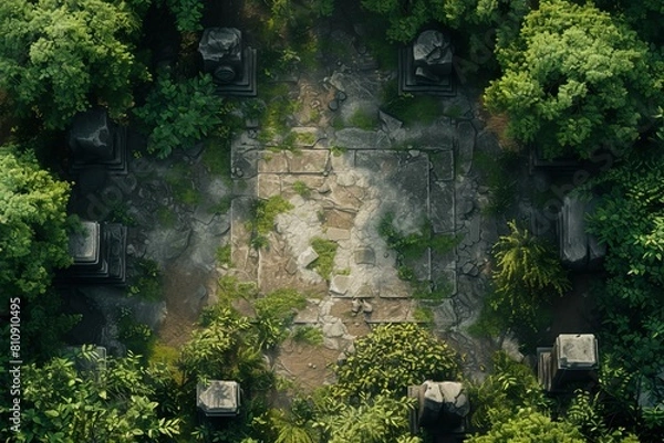 Obraz DnD Battlemap graveyard, aerial view, simplistic, aerial perspective, graveyard, tags