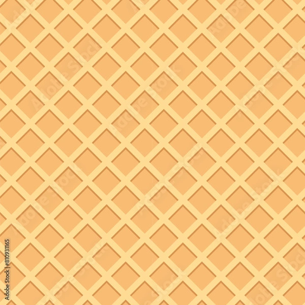 Fototapeta Waffle Ice Cream Cone Sweet Food Seamless Pattern. Wafer Texture Endless Repeating Background.