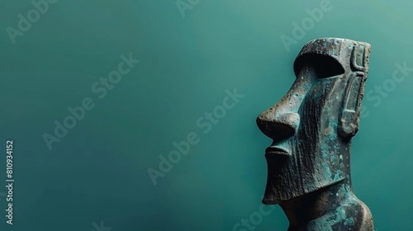 Fototapeta The moai statues as part of the museum's collection are very well described. for the commemoration of International Museum Day as a poster, background