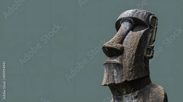 Fototapeta The moai statues as part of the museum's collection are very well described. for the commemoration of International Museum Day as a poster, background