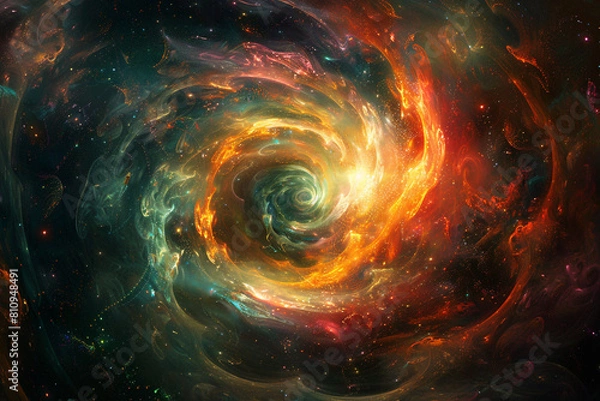 Fototapeta Abstract Cosmic Portal An abstract depiction of a cosmic portal, with swirling colors and a radiant glow Ideal for psychedelic art shows or creative design elements