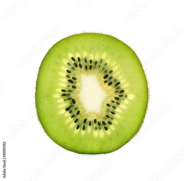 Fototapeta Slice of fresh kiwi fruit isolated on white
