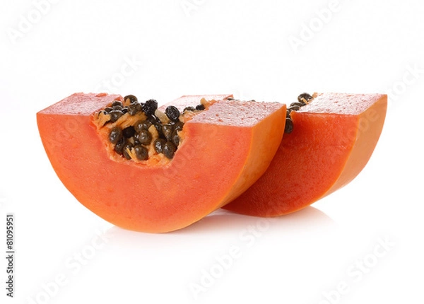 Fototapeta sliced papaya on a white background