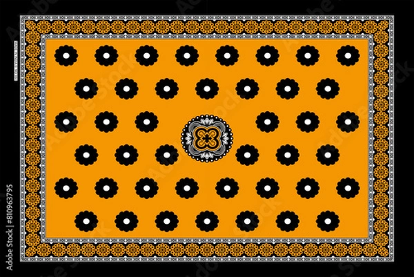 Fototapeta African Wax Print fabric, Ethnic overlap ornament seamless design, Khanga pattern motifs floral elements. khanga texture, colorful textile Ankara fashion style. New Design For Fabric.