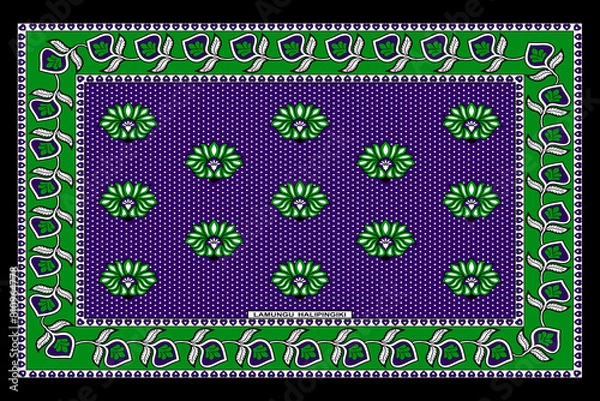 Fototapeta African Wax Print fabric, Ethnic overlap ornament seamless design, Khanga pattern motifs floral elements. khanga texture, colorful textile Ankara fashion style. New Design For Fabric.