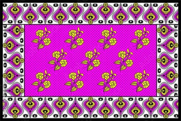 Fototapeta African Wax Print fabric, Ethnic overlap ornament seamless design, Khanga pattern motifs floral elements. khanga texture, colorful textile Ankara fashion style. New Design For Fabric.