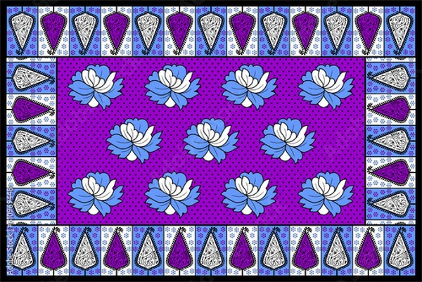 Fototapeta African Wax Print fabric, Ethnic overlap ornament seamless design, Khanga pattern motifs floral elements. khanga texture, colorful textile Ankara fashion style. New Design For Fabric.