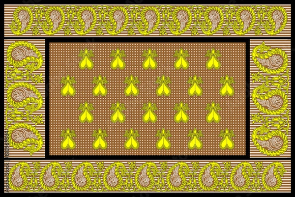 Fototapeta African Wax Print fabric, Ethnic overlap ornament seamless design, Khanga pattern motifs floral elements. khanga texture, colorful textile Ankara fashion style. New Design For Fabric.