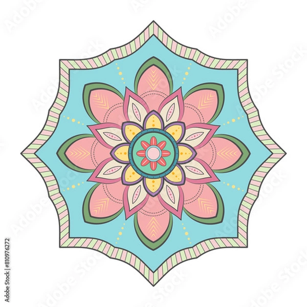 Fototapeta Colorfull mandala with flowers. Ethnic pattern element for meditation.