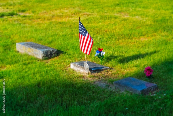 Obraz American Flag at the Cemetery on Memorial Day