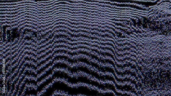 Fototapeta Glitch noise static television VFX. Visual video effects stripes background, CRT tv screen no signal glitch effect