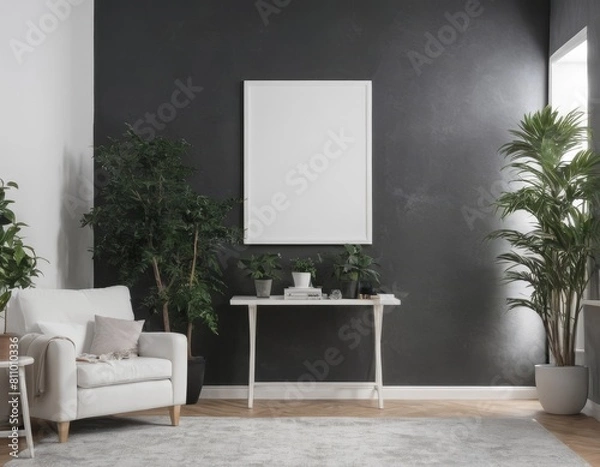 Fototapeta Minimalist Mockup Frame in a Stylish Apartment, Mockup Frame, Interior mockup with house background