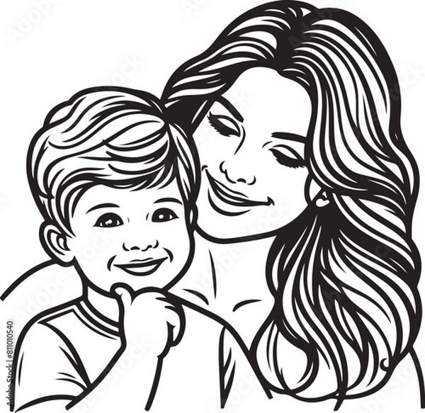 Fototapeta mother and child, Mother and Son vector art