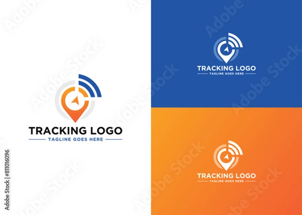 Fototapeta A tracking logo or a tracking system business logo design concept fleet service logo