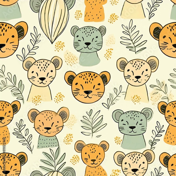 Fototapeta seamless pattern with animals