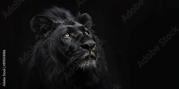 Fototapeta Sleek Panther: Black Lion on Black Background
Image of a sleek lion against a black backdrop