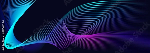 Obraz Modern purple blue gradient flowing wave lines.