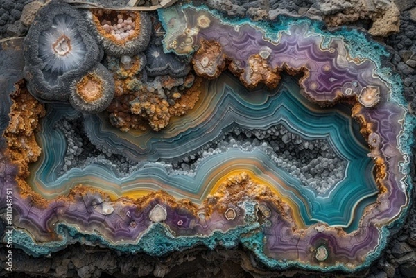 Fototapeta abstract hematite gemstones and jasper stones background wallpaper design images